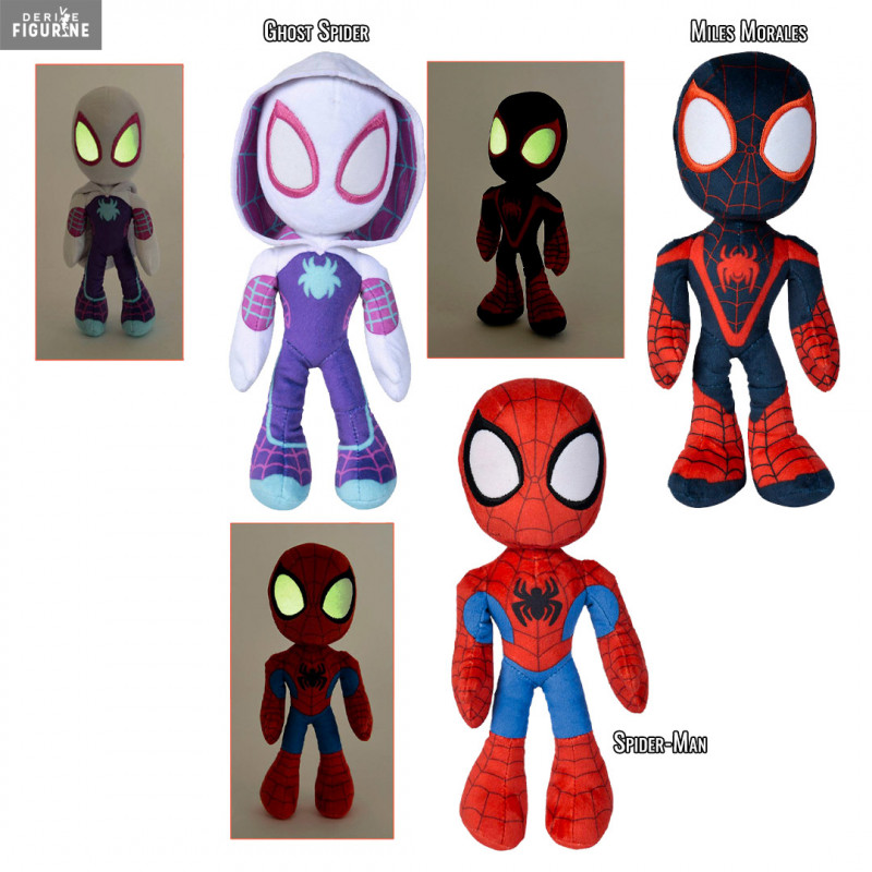 Peluche Spider-Man, Miles Morales ou Ghost Spider, Glow In The Dark Eyes -  Marvel - Simba