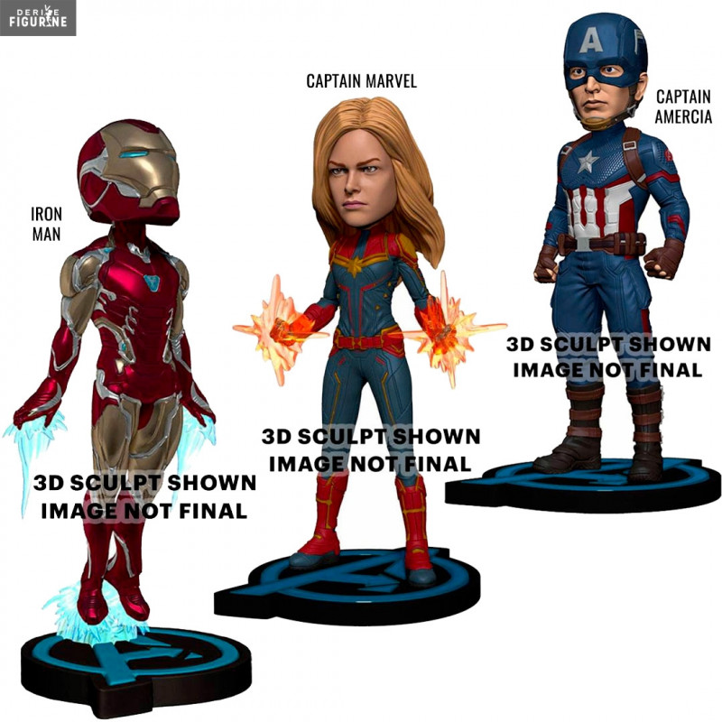 Figurine Captain Marvel, Iron Man ou Captain America, Head Knocker