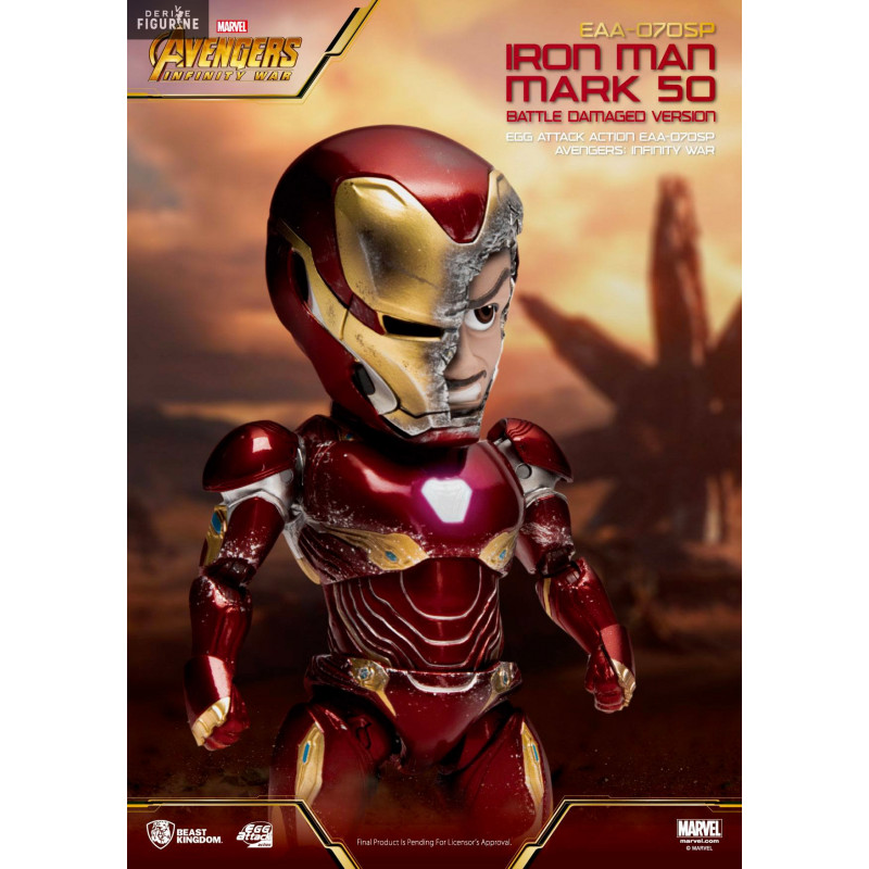 Iron Man Mark 50 figure Battle damaged, Egg Attack Marvel